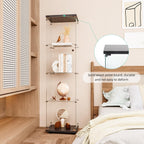 Curio Cabinet Glass Display Case for Collectibles with Door, 4 Display Shelves Showcase, 64.2”Hx16.9''Lx 14.6''W Black - Grand Goldman