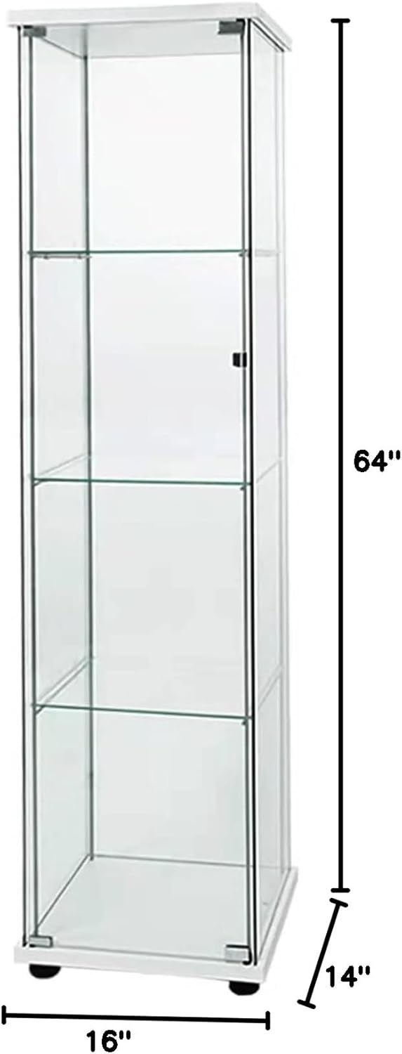 Curio Cabinet Glass Display Case for Collectibles with Door, 4 Display Shelves Showcase, 64.2”Hx16.9''Lx 14.6''W Black - Grand Goldman
