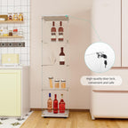 Curio Cabinet Glass Display Case for Collectibles with Door, 4 Display Shelves Showcase, 64.2”Hx16.9''Lx 14.6''W Black - Grand Goldman