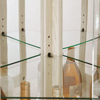 Curio Corner Cabinet, Lighted Glass Display Cabinet, Tempered Glass Door and Shelve, Wood Corner China Cabinet Inclued Bulb, Curio Cabinet Rack for Living Room (White, 16.5" L 16.5" W 70" H) - Grand Goldman