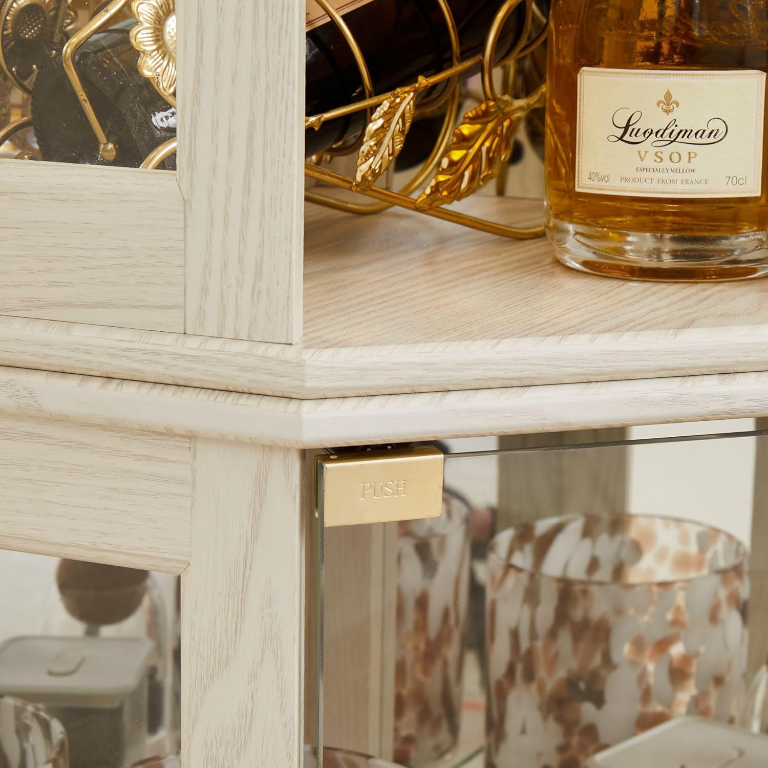 Curio Corner Cabinet, Lighted Glass Display Cabinet, Tempered Glass Door and Shelve, Wood Corner China Cabinet Inclued Bulb, Curio Cabinet Rack for Living Room (White, 16.5" L 16.5" W 70" H) - Grand Goldman