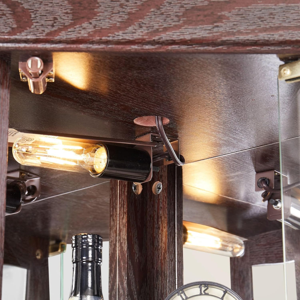 Curio Corner Cabinet, Lighted Glass Display Cabinet, Tempered Glass Door and Shelve, Wood Corner China Cabinet Inclued Bulb, Curio Cabinet Rack for Living Room (White, 16.5" L 16.5" W 70" H) - Grand Goldman