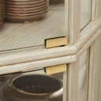 Curio Corner Cabinet, Lighted Glass Display Cabinet, Tempered Glass Door and Shelve, Wood Corner China Cabinet Inclued Bulb, Curio Cabinet Rack for Living Room (White, 16.5" L 16.5" W 70" H) - Grand Goldman