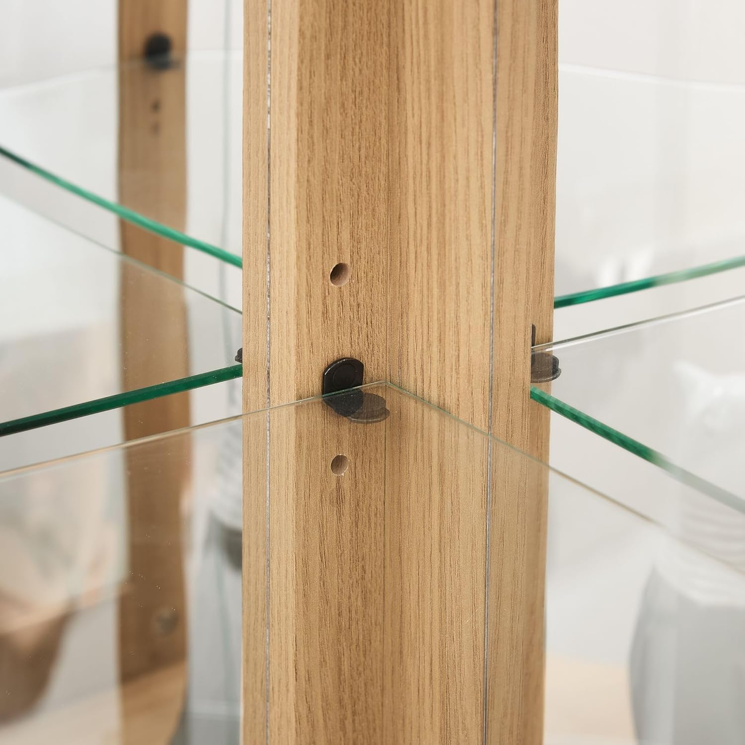 Curio Corner Cabinet, Lighted Glass Display Cabinet, Tempered Glass Door and Shelve, Wood Corner China Cabinet Inclued Bulb, Curio Cabinet Rack for Living Room (White, 16.5" L 16.5" W 70" H) - Grand Goldman