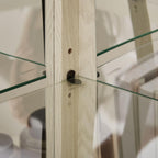 Curio Corner Cabinet, Lighted Glass Display Cabinet, Tempered Glass Door and Shelve, Wood Corner China Cabinet Inclued Bulb, Curio Cabinet Rack for Living Room (White, 16.5" L 16.5" W 70" H) - Grand Goldman