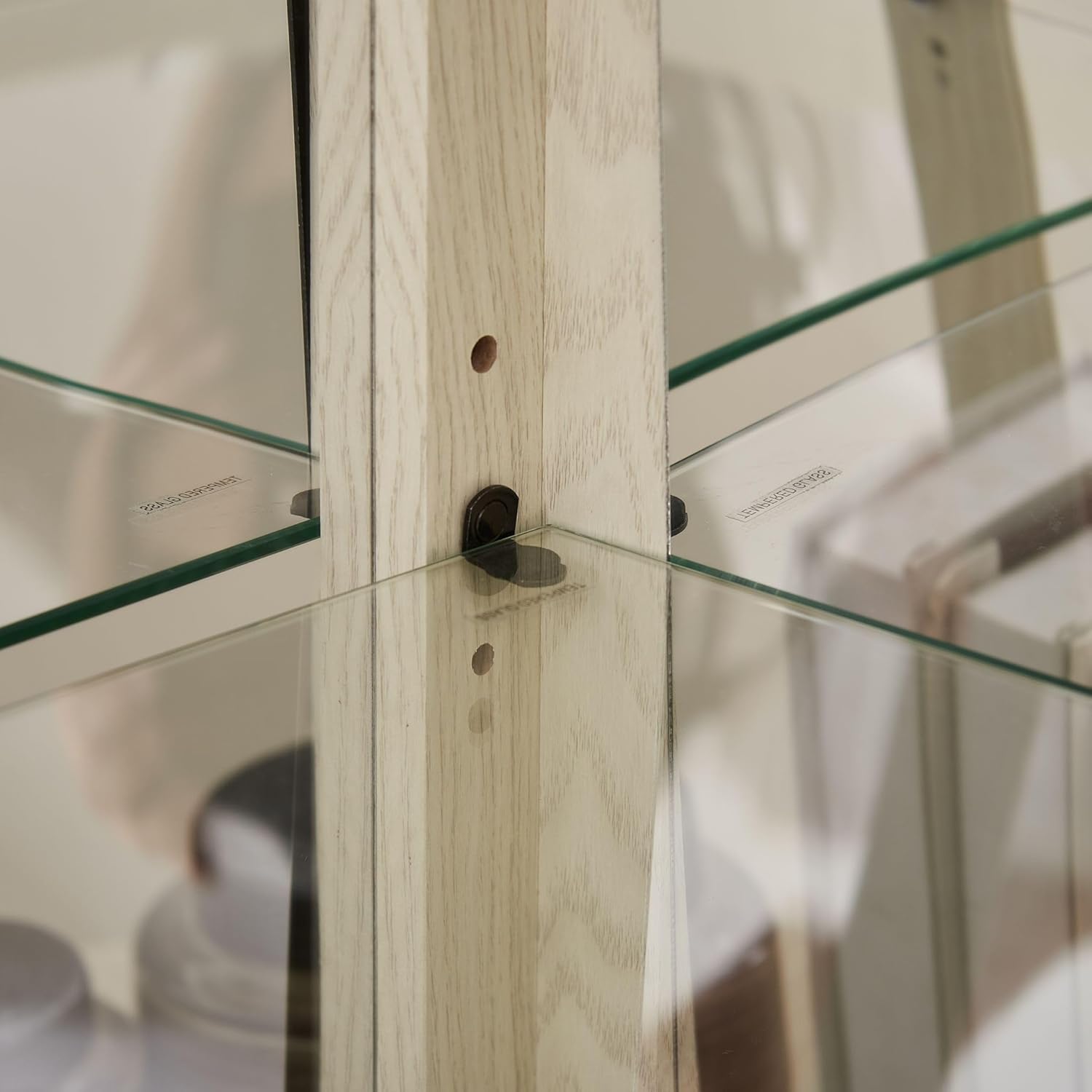 Curio Corner Cabinet, Lighted Glass Display Cabinet, Tempered Glass Door and Shelve, Wood Corner China Cabinet Inclued Bulb, Curio Cabinet Rack for Living Room (White, 16.5" L 16.5" W 70" H) - Grand Goldman