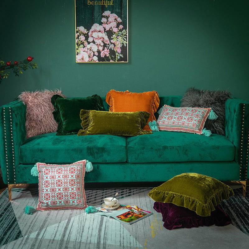 Cushion Lace Throw Pillow Solid Color Sofa Waist Pillow Bed Head Pillow Pillow Cover - Grand Goldman