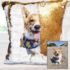 Custom Photo Cushion Cover Diy Personalized Sequin Luminous Pillowcase Room Decoration Baby Wedding Pet Photos Printed - Grand Goldman
