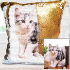 Custom Photo Cushion Cover Diy Personalized Sequin Luminous Pillowcase Room Decoration Baby Wedding Pet Photos Printed - Grand Goldman