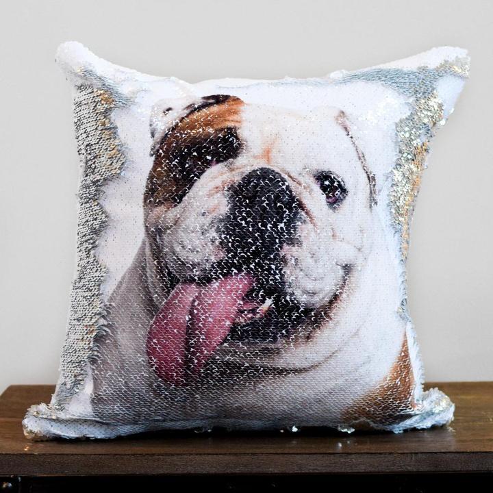 Custom Photo Cushion Cover Diy Personalized Sequin Luminous Pillowcase Room Decoration Baby Wedding Pet Photos Printed - Grand Goldman