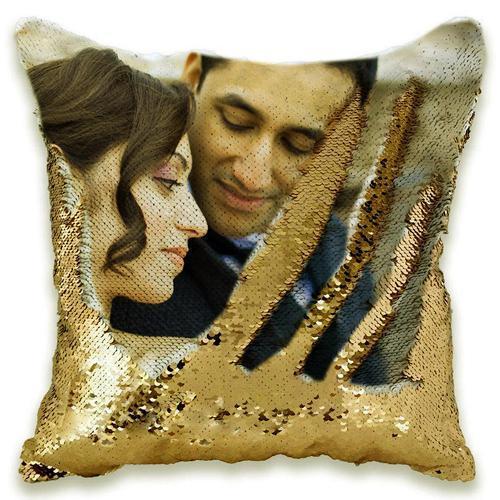 Custom Photo Cushion Cover Diy Personalized Sequin Luminous Pillowcase Room Decoration Baby Wedding Pet Photos Printed - Grand Goldman