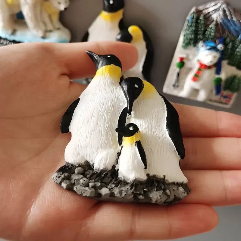 Cute Animal Fridge Magnets JAKARTA Indonesia Antarctic Penguin 3D Resin Refrigerator Magnet Souvenir Decorative Magnets - Grand Goldman