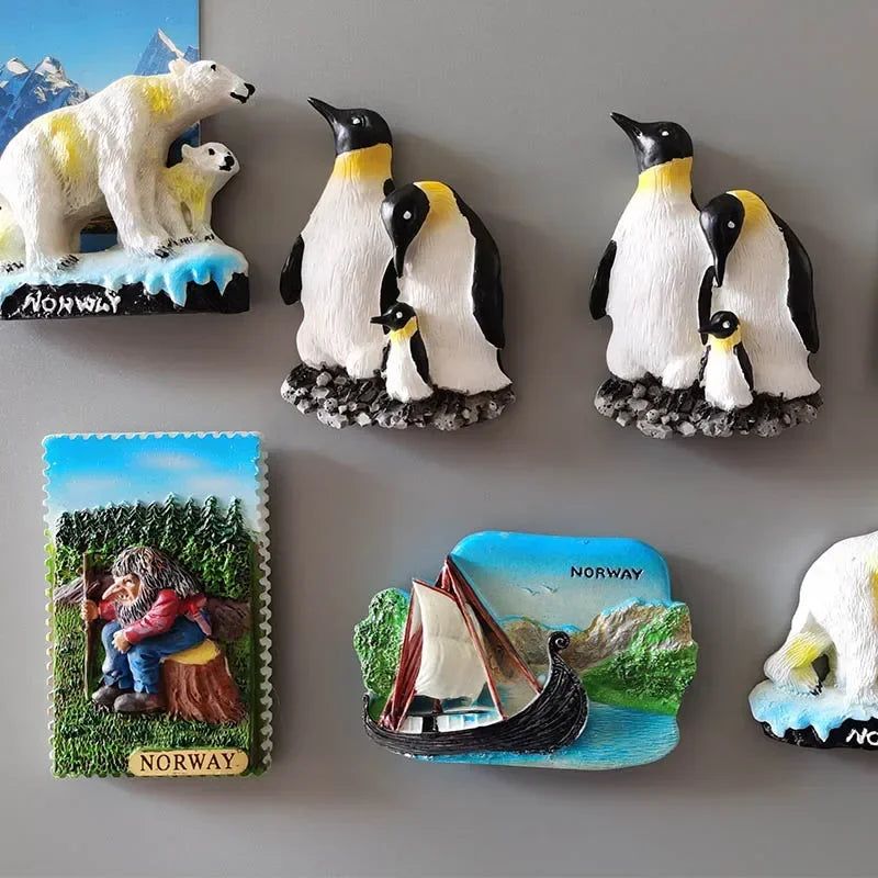 Cute Animal Fridge Magnets JAKARTA Indonesia Antarctic Penguin 3D Resin Refrigerator Magnet Souvenir Decorative Magnets - Grand Goldman