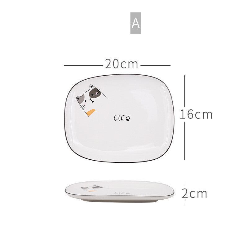 Cute Breakfast Rectangular Plate Tableware Ceramic Simple - Grand Goldman