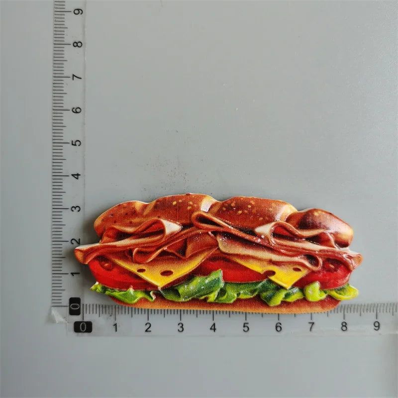 Cute Imitation Food Fridge Magnets Hot Dog Pizza Refrigerator Magnet Stickers Paste Egg Bread Chili Hamburger Kitchen Decorate - Grand Goldman