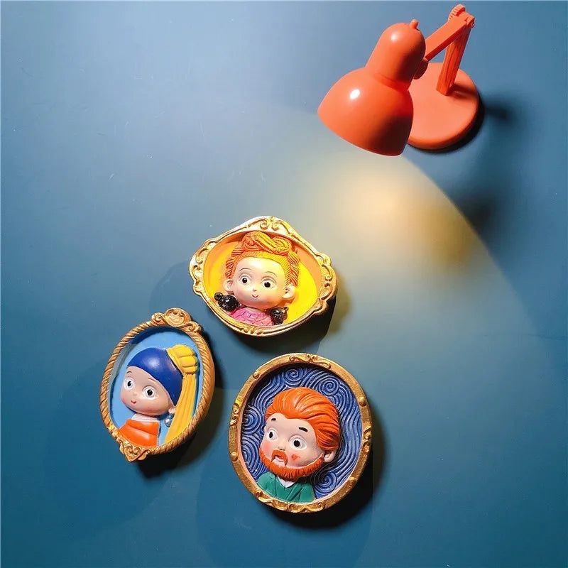 Cute Van Gogh Refrigerator Magnets Cartoon Magnetic Stickers Resin Souvenir Fridge Decoration Table Lamp Gift for Kids Birthday - Grand Goldman