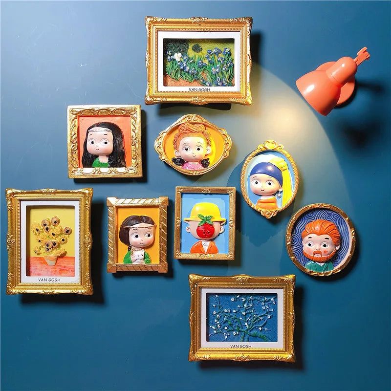 Cute Van Gogh Refrigerator Magnets Cartoon Magnetic Stickers Resin Souvenir Fridge Decoration Table Lamp Gift for Kids Birthday - Grand Goldman