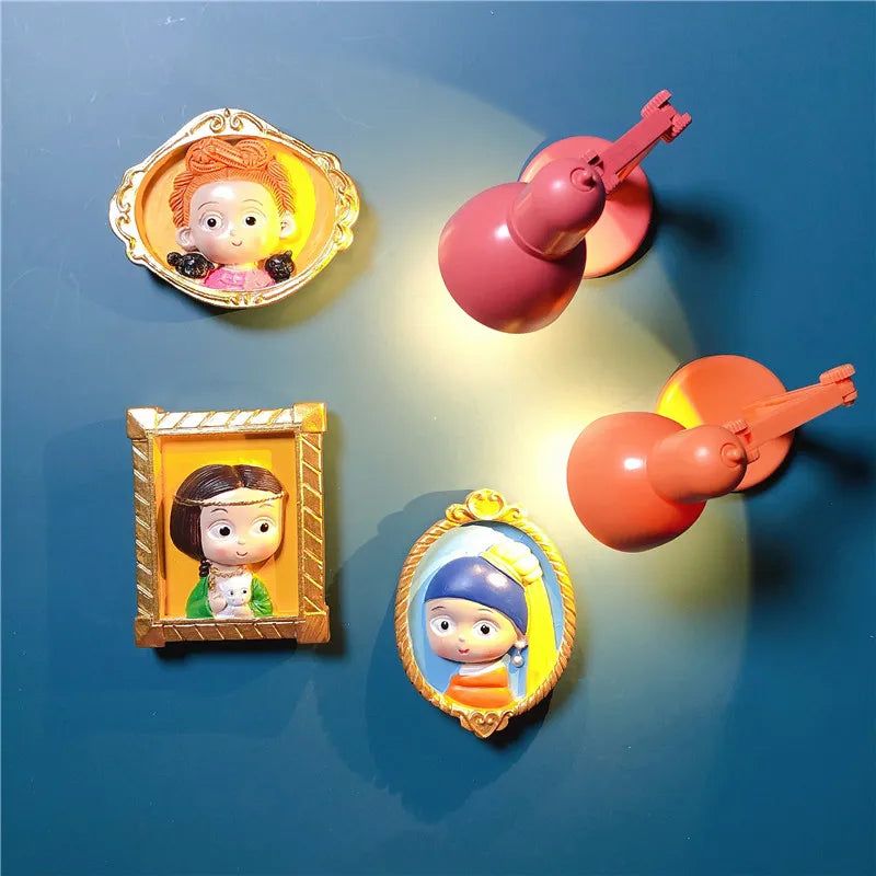 Cute Van Gogh Refrigerator Magnets Cartoon Magnetic Stickers Resin Souvenir Fridge Decoration Table Lamp Gift for Kids Birthday - Grand Goldman