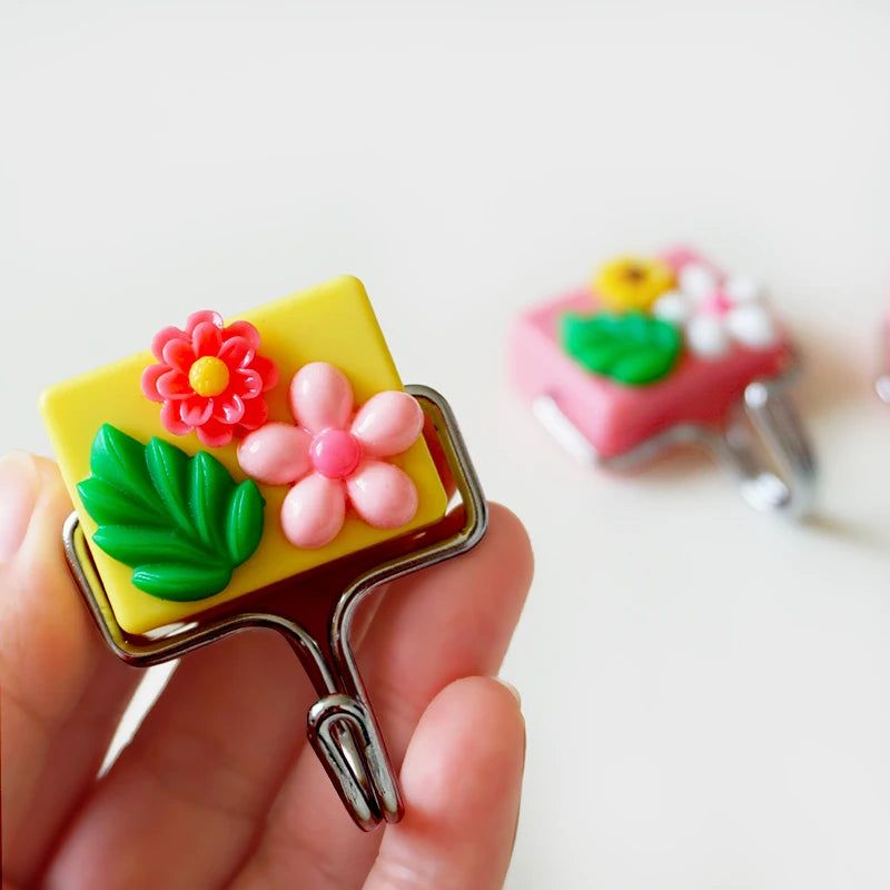 Cute flower Magnet Hook Refrigerator Magnet Creative Kitchen fridge stickers decoretion Seamless Hook Magnet Magnetic Hook - Grand Goldman