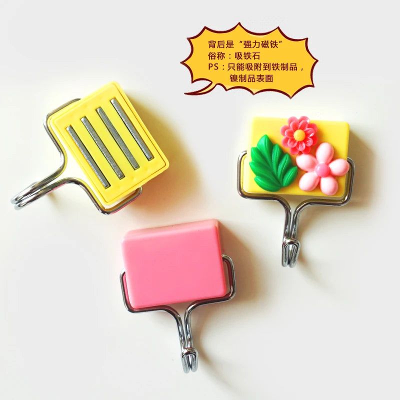 Cute flower Magnet Hook Refrigerator Magnet Creative Kitchen fridge stickers decoretion Seamless Hook Magnet Magnetic Hook - Grand Goldman