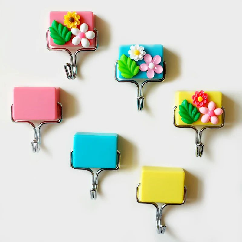 Cute flower Magnet Hook Refrigerator Magnet Creative Kitchen fridge stickers decoretion Seamless Hook Magnet Magnetic Hook - Grand Goldman