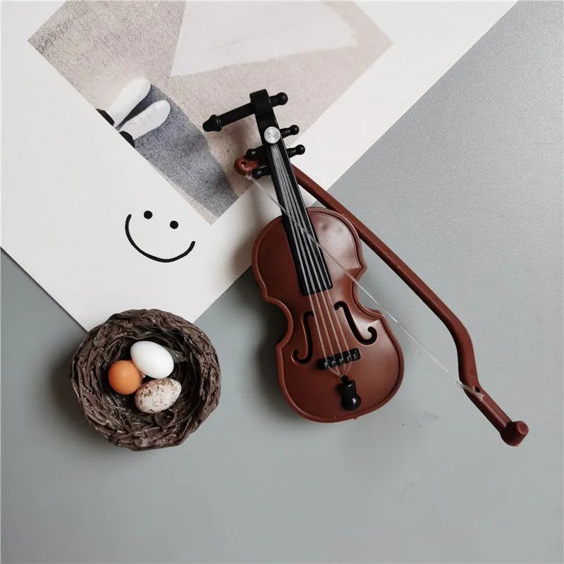 Cute fridge magnet Mini Simulates Bird's Nest Refrigerator Sticker Violin Decoration Branch Hook Refrigerator Sticker Home Decor - Grand Goldman