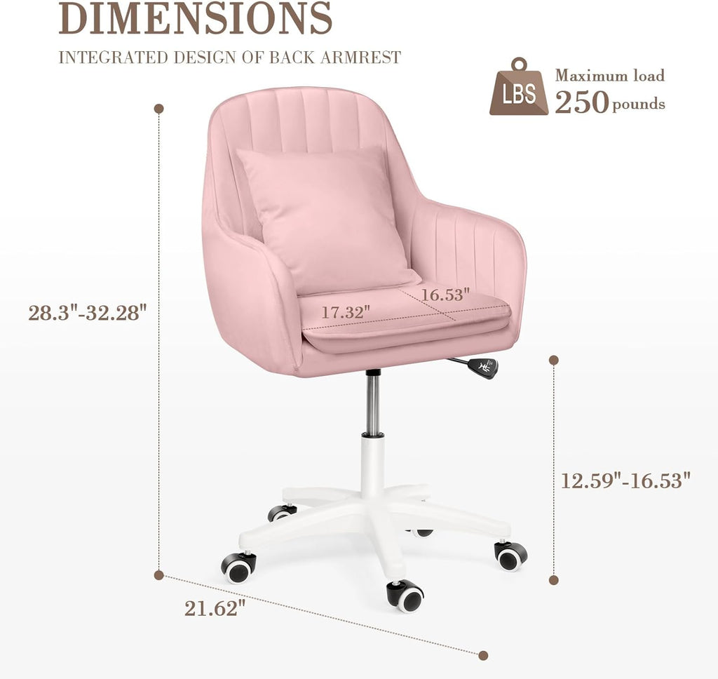 Cute Office Chair Home Computer Chairs Adjustable Task Chairs Modern Office Chair Makeup Chair 360° Swivel Computer Chair Mid Back Chair. - Grand Goldman