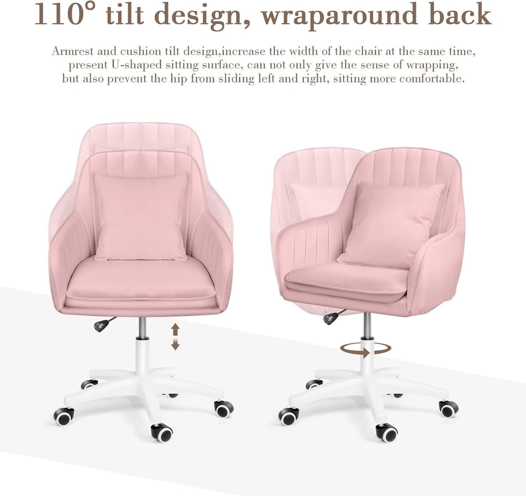 Cute Office Chair Home Computer Chairs Adjustable Task Chairs Modern Office Chair Makeup Chair 360° Swivel Computer Chair Mid Back Chair. - Grand Goldman