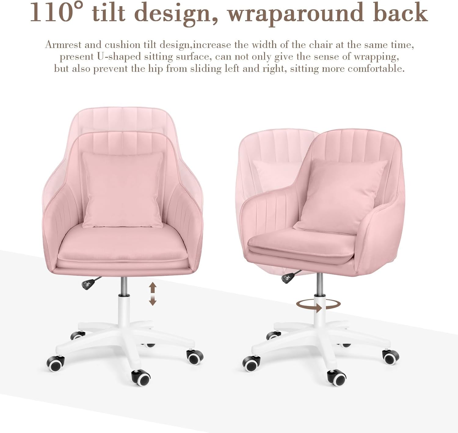 Cute Office Chair Home Computer Chairs Adjustable Task Chairs Modern Office Chair Makeup Chair 360° Swivel Computer Chair Mid Back Chair. - Grand Goldman