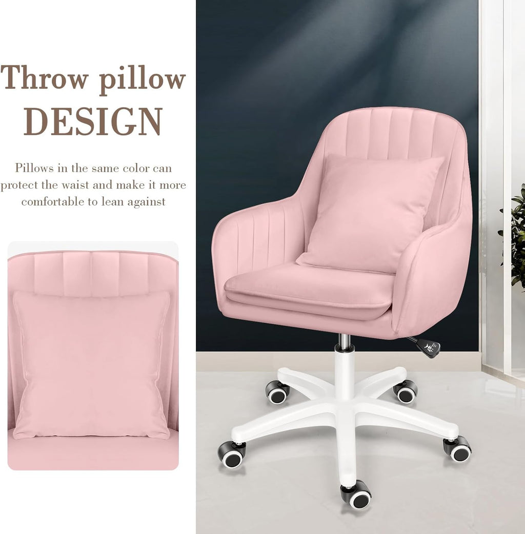 Cute Office Chair Home Computer Chairs Adjustable Task Chairs Modern Office Chair Makeup Chair 360° Swivel Computer Chair Mid Back Chair. - Grand Goldman