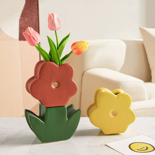 Cute Tabletop Ceramic Flower Vase - Grand Goldman