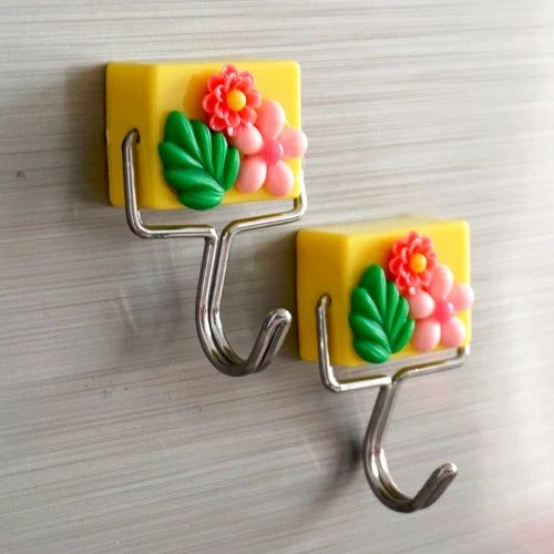 Cute flower Magnet Hook Refrigerator Magnet Creative Kitchen fridge stickers decoretion Seamless Hook Magnet Magnetic Hook - Grand Goldman