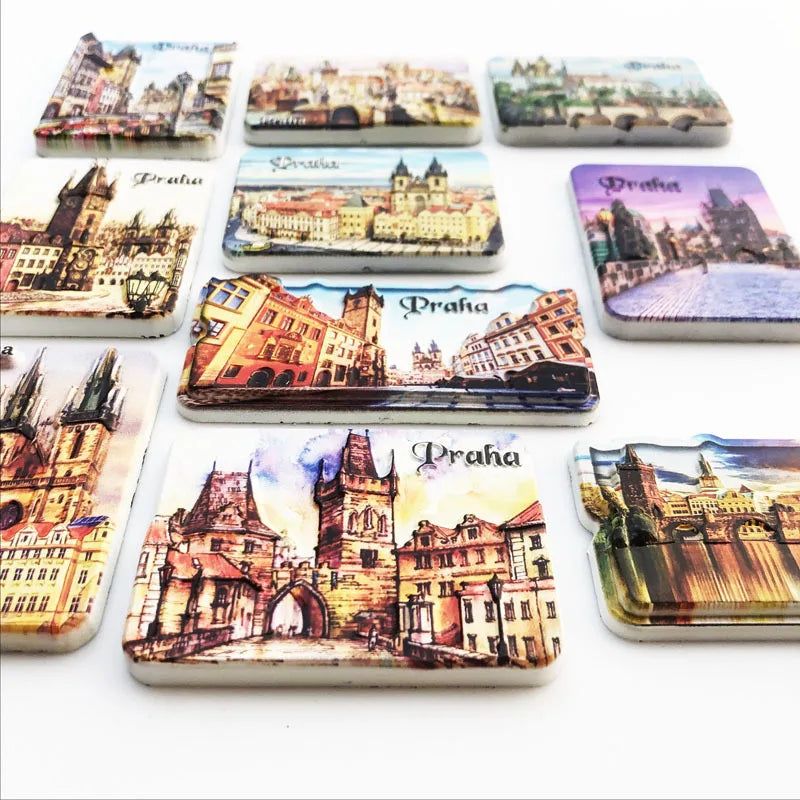 Czech Prague Old Town Charles Bridge Cultural Landscape Tourism Souvenir Craft Decoration Refrigerator Sticker Home Decor Gifts - Grand Goldman