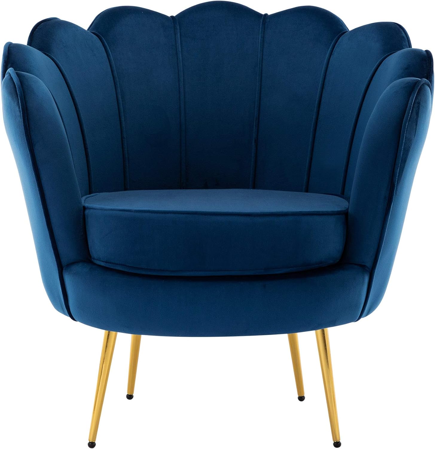 DAGONHIL Mid Century Modern Upholstered Accent Chair,Retro Leisure Velvet Single Sofa with Golden Metal Legs for Living Room/Bedroom(Navy Blue) - Grand Goldman
