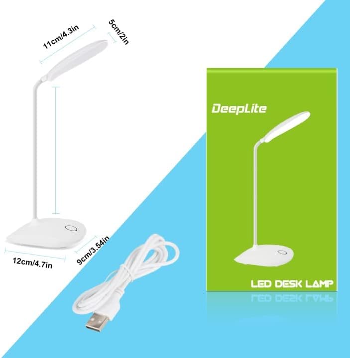DEEPLITE LED Desk Lamp with Flexible Gooseneck 3 Level Brightness, Battery Operated Table Lamp 5W Touch Control,Compact Portable lamp for Dorm Study Office Bedroom,Eye-Caring and Energy Saving - Grand Goldman