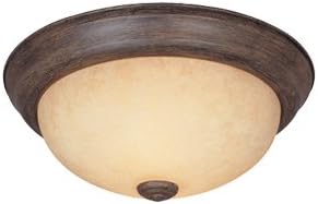 DESIGNERS FOUNTAIN 3-Light Flush Mount Ceiling Light, 15 Inch Lighting Fixture for Kitchen, Bedroom, Bathroom, and Hallway, White Alabaster Glass, Oil Rubbed Bronze, 1257L-ORB-AL - Grand Goldman