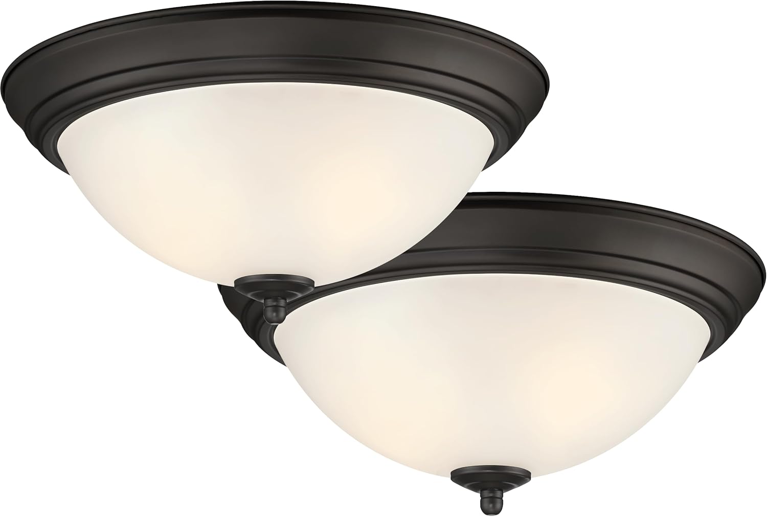 DESIGNERS FOUNTAIN 3-Light Flush Mount Ceiling Light, 15 Inch Lighting Fixture for Kitchen, Bedroom, Bathroom, and Hallway, White Alabaster Glass, Oil Rubbed Bronze, 1257L-ORB-AL - Grand Goldman