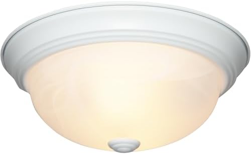 DESIGNERS FOUNTAIN 3-Light Flush Mount Ceiling Light, 15 Inch Lighting Fixture for Kitchen, Bedroom, Bathroom, and Hallway, White Alabaster Glass, Oil Rubbed Bronze, 1257L-ORB-AL - Grand Goldman