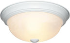 DESIGNERS FOUNTAIN 3-Light Flush Mount Ceiling Light, 15 Inch Lighting Fixture for Kitchen, Bedroom, Bathroom, and Hallway, White Alabaster Glass, Oil Rubbed Bronze, 1257L-ORB-AL - Grand Goldman