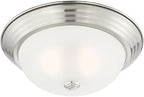 DESIGNERS FOUNTAIN 3-Light Flush Mount Ceiling Light, 15 Inch Lighting Fixture for Kitchen, Bedroom, Bathroom, and Hallway, White Alabaster Glass, Oil Rubbed Bronze, 1257L-ORB-AL - Grand Goldman