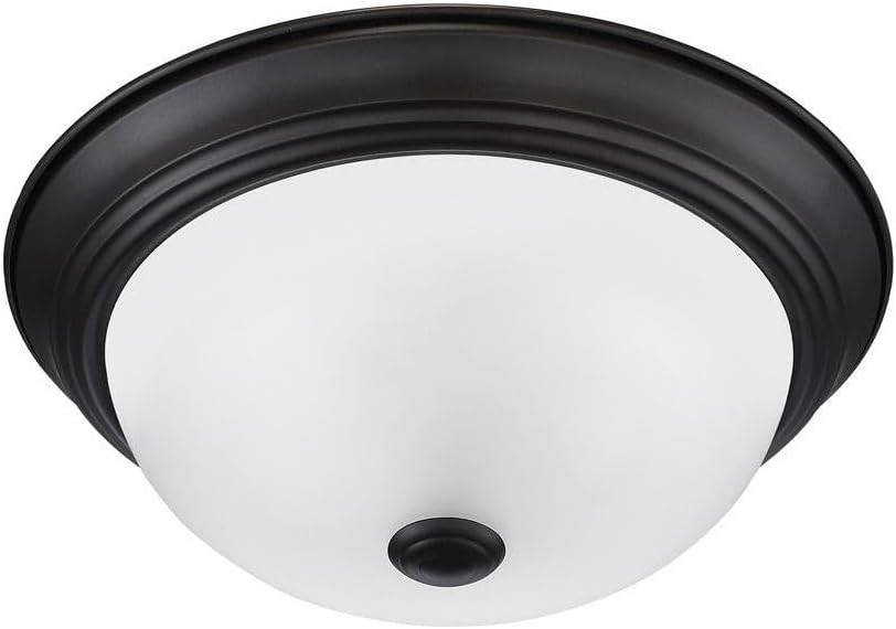 DESIGNERS FOUNTAIN 3-Light Flush Mount Ceiling Light, 15 Inch Lighting Fixture for Kitchen, Bedroom, Bathroom, and Hallway, White Alabaster Glass, Oil Rubbed Bronze, 1257L-ORB-AL - Grand Goldman
