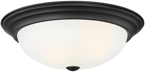 DESIGNERS FOUNTAIN 3-Light Flush Mount Ceiling Light, 15 Inch Lighting Fixture for Kitchen, Bedroom, Bathroom, and Hallway, White Alabaster Glass, Oil Rubbed Bronze, 1257L-ORB-AL - Grand Goldman