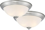 DESIGNERS FOUNTAIN 3-Light Flush Mount Ceiling Light, 15 Inch Lighting Fixture for Kitchen, Bedroom, Bathroom, and Hallway, White Alabaster Glass, Oil Rubbed Bronze, 1257L-ORB-AL - Grand Goldman
