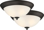 DESIGNERS FOUNTAIN 3-Light Flush Mount Ceiling Light, 15 Inch Lighting Fixture for Kitchen, Bedroom, Bathroom, and Hallway, White Alabaster Glass, Oil Rubbed Bronze, 1257L-ORB-AL - Grand Goldman