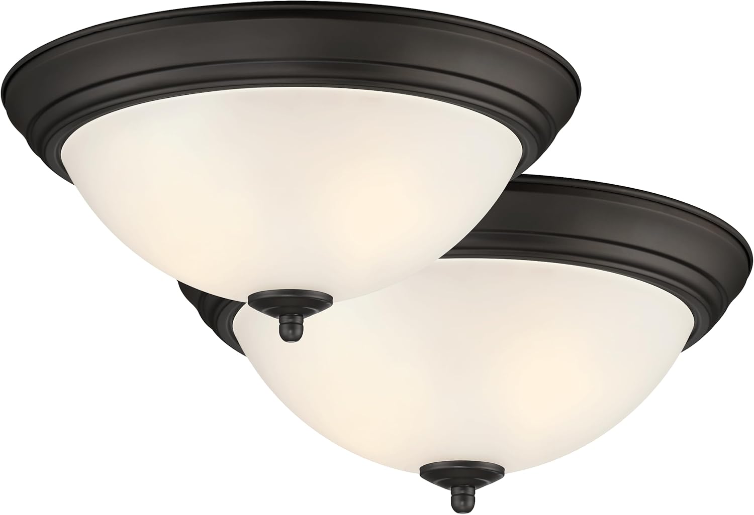 DESIGNERS FOUNTAIN 3-Light Flush Mount Ceiling Light, 15 Inch Lighting Fixture for Kitchen, Bedroom, Bathroom, and Hallway, White Alabaster Glass, Oil Rubbed Bronze, 1257L-ORB-AL - Grand Goldman