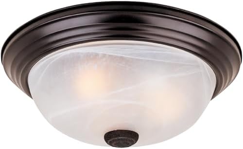 DESIGNERS FOUNTAIN 3-Light Flush Mount Ceiling Light, 15 Inch Lighting Fixture for Kitchen, Bedroom, Bathroom, and Hallway, White Alabaster Glass, Oil Rubbed Bronze, 1257L-ORB-AL - Grand Goldman