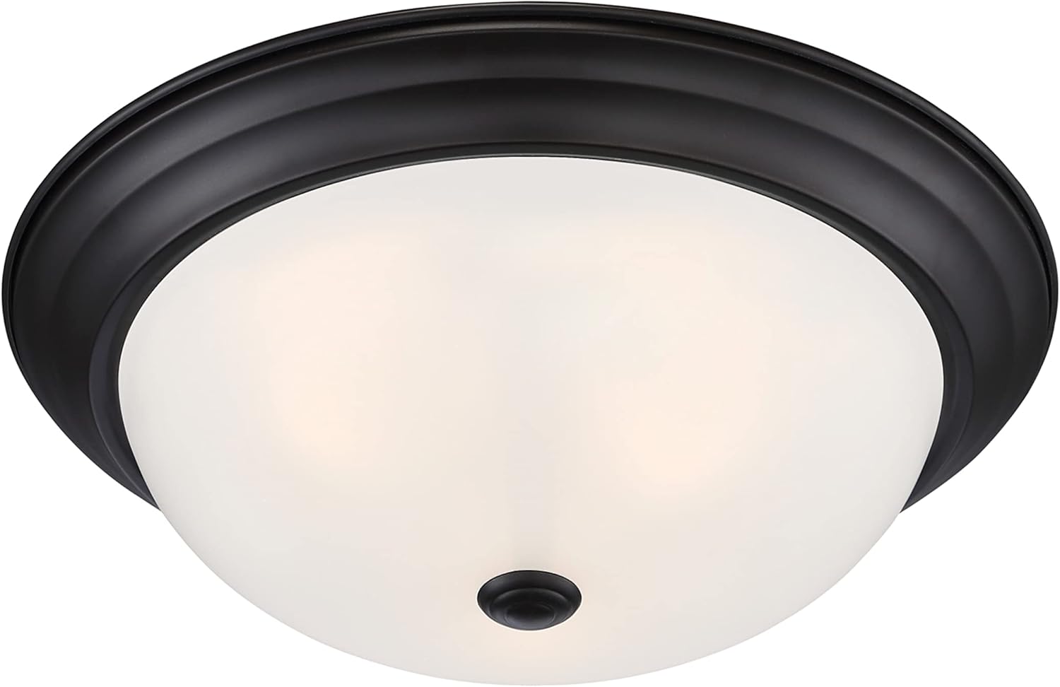 DESIGNERS FOUNTAIN 3-Light Flush Mount Ceiling Light, 15 Inch Lighting Fixture for Kitchen, Bedroom, Bathroom, and Hallway, White Alabaster Glass, Oil Rubbed Bronze, 1257L-ORB-AL - Grand Goldman