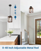 DEWENWILS Farmhouse Pendant Light, Metal Hanging Light Fixture with Wooden Grain Finish, 48 Inch Adjustable Pipes for Flat and Slop Ceiling, Kitchen Island, Bedroom, Dining Hall, E26 Base - Grand Goldman