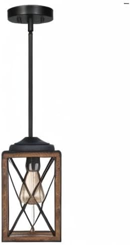 DEWENWILS Farmhouse Pendant Light, Metal Hanging Light Fixture with Wooden Grain Finish, 48 Inch Adjustable Pipes for Flat and Slop Ceiling, Kitchen Island, Bedroom, Dining Hall, E26 Base - Grand Goldman