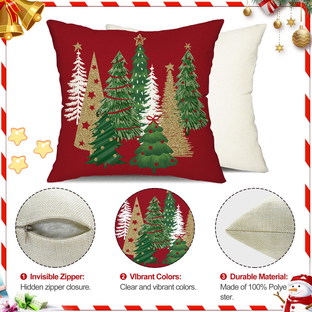 DFXSZ Christmas Pillow Covers 18x18 Inch Set of 2 Christmas Tree Decorative Green Throw Pillows Winter Christmas Decor for Home Couch TH-50B18 - Grand Goldman